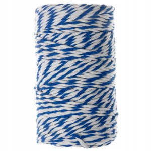 Sznurek bawełniany ozdobny BIAŁO-NIEBIESKI 100g 