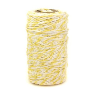 Sznurek bawełniany ozdobny BIAŁO-ZÓŁTY 100g  