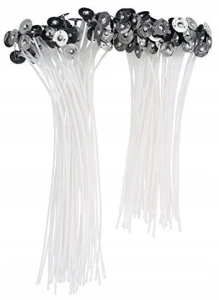Knoty do świec z blaszką bawełniane 17 cm - 100 szt.  